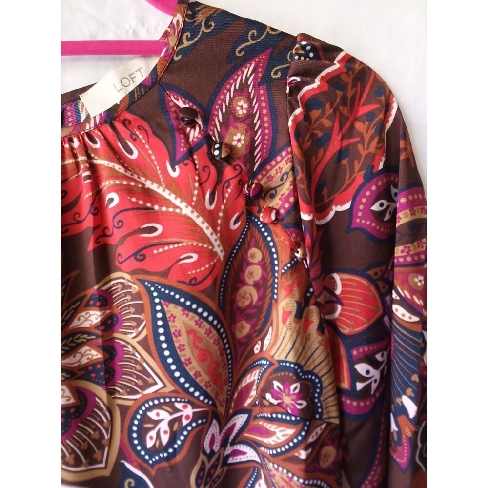 Loft New NWT Petite Dress Brown Paisley Size 6 - Picture 3 of 5